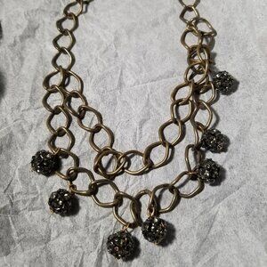 2 Strand Black Fireball Rhinestone Necklace